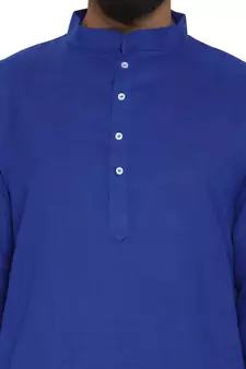 Mag Men's Cotton Royal Blue Kurta White Pajama Set For Men
