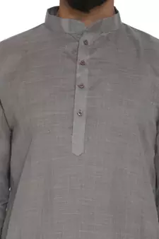 Mag Men's Cotton Grey Kurta White Pajama Set For Men
