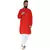 Mag Men's Cotton Red Kurta White Pajama Set For Men