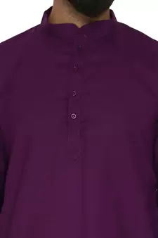 Mag Men's Cotton Purple Kurta White Pajama Set For Men