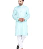 Mag Men's Light Green Casual Cotton Blend Check kurta pyjama set for men