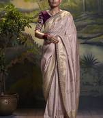 Dark onion pink woven silk saree with blouse