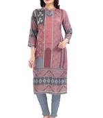 Cherished Coral Designer Digital Print Masleen Fabric Long Kurti Tunic