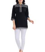 Blissful Black Women Embroidered Boho Chic Tunic Top