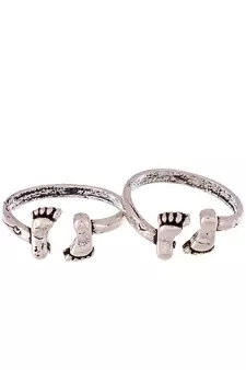 Oxidised silver plated feet Toe rings