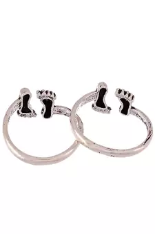 Oxidised silver plated feet Toe rings