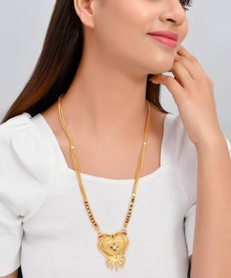 Karmamani Black Beads Gold plated Mangalsutra 1