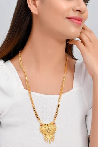 Karmamani Black Beads Gold plated Mangalsutra