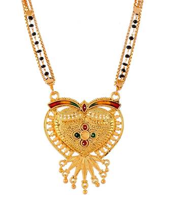 Karmamani Black Beads Gold plated Mangalsutra 4
