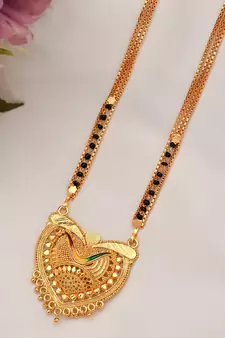 Samsita Black Beads Gold plated Mangalsutra