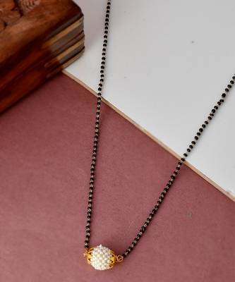 Black Gold Plated Pearl Studded Beaded Mangalsutra 2