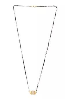 Black Gold Plated Pearl Studded Beaded Mangalsutra