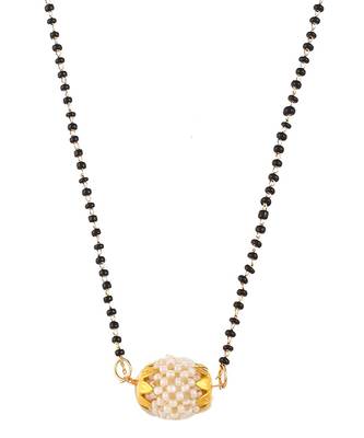 Black Gold Plated Pearl Studded Beaded Mangalsutra 4