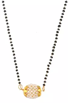 Black Gold Plated Pearl Studded Beaded Mangalsutra