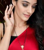 Women Black & Red Gold Plated Kundan Manglsutra