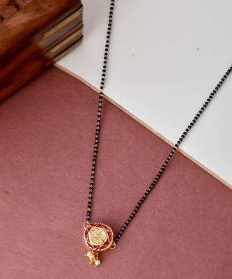 Women Black & Red Gold Plated Kundan Manglsutra 2