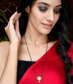 Women Black & Green Gold Plated Kundan Manglsutra