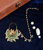 Gold Plated Radha-Krishna Chained Nose Ring