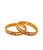Set of 2 Gold Plated Red & Green Enamelled Handcrafted Bangles