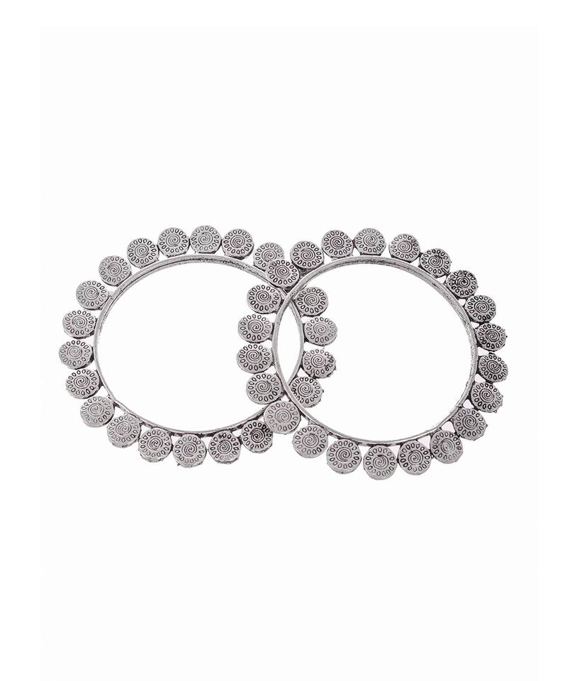 Set of 2 Silver Plated Oxidised bangles