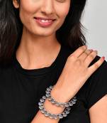 Set of 2 Silver Plated Oxidised handcrafted bangles