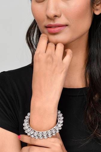 Set of 2 Silver Plated Oxidised handcrafted bangles