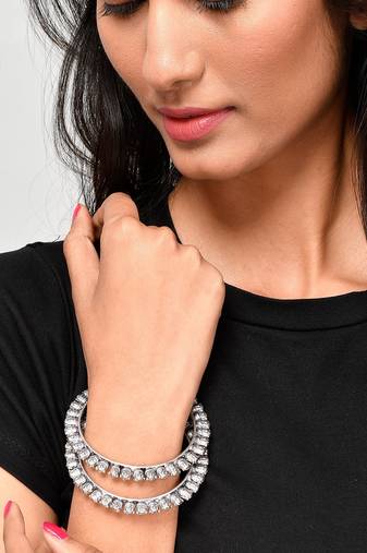 Set of 2 Silver Plated Oxidised handcrafted bangles
