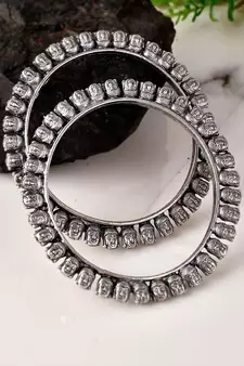 Set of 2 Silver Plated Oxidised handcrafted bangles
