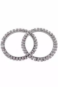 Set of 2 Silver Plated Oxidised handcrafted bangles