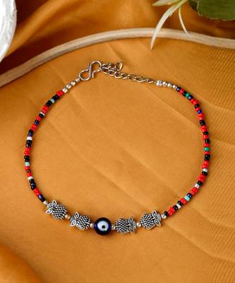 Evil Eye Multi Colour Beaded Chain Anklet 2