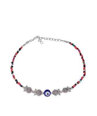 Evil Eye Multi Colour Beaded Chain Anklet 3