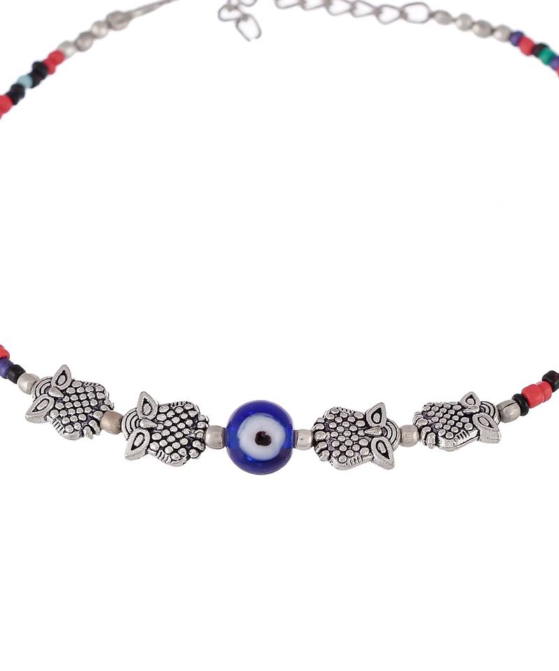 Evil Eye Multi Colour Beaded Chain Anklet