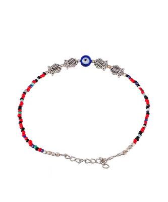 Evil Eye Multi Colour Beaded Chain Anklet 5