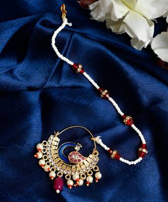 Meenakari Pearl Mayuri Nosering 1