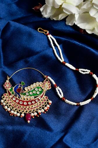 Meenakari Morni Rajputi Bridal Nosering