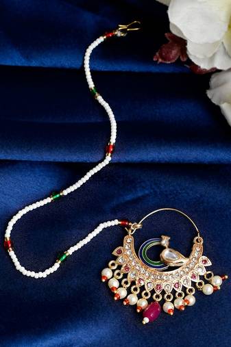 Peacock Meenakari Jodha Bai Nosering