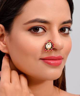 Gold Plated multicolor Stones faceted Nose stud 1