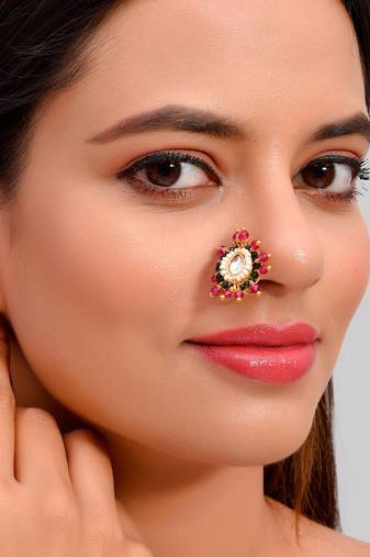 Gold Plated multicolor Stones faceted Nose stud