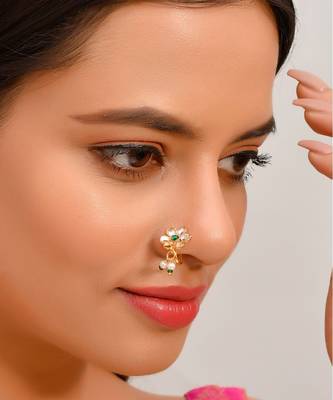 Kundan Flower Clip on Nosepin 1