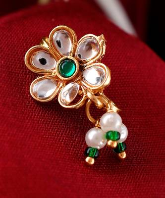 Kundan Flower Clip on Nosepin 2
