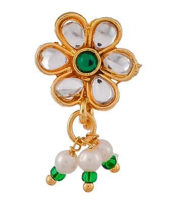 Kundan Flower Clip on Nosepin 3