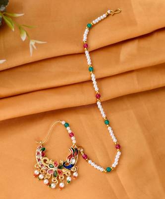 Gold plated designer chained nosering 1