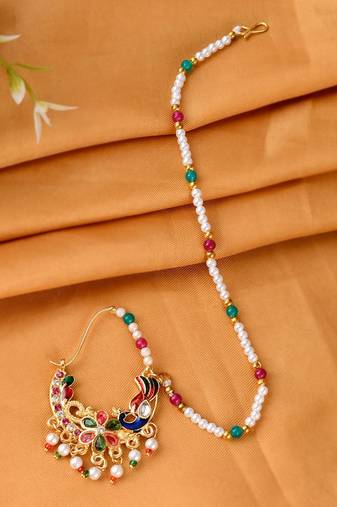 Gold plated designer chained nosering
