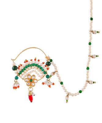 Gold plated Pearl beads Nosering 3