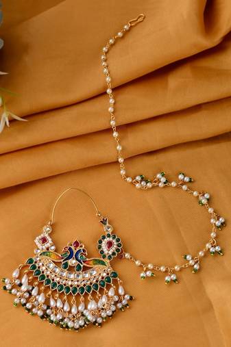 Gold plated Jhalar Rajputi Nath Nosering