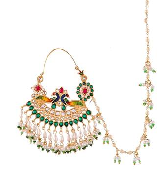 Gold plated Jhalar Rajputi Nath Nosering 3