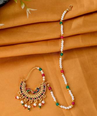 Gold plated wedding nosering nathni 1