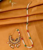 Gold plated wedding nosering nathni