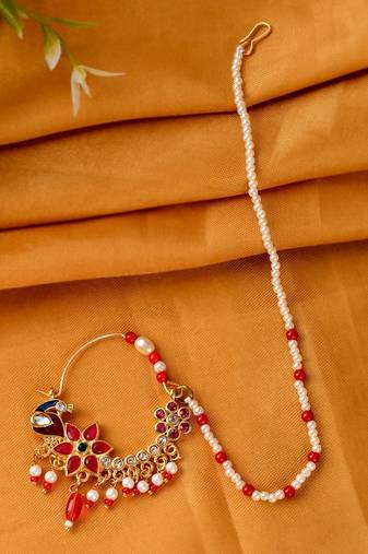 Gold plated mayuri Nosering