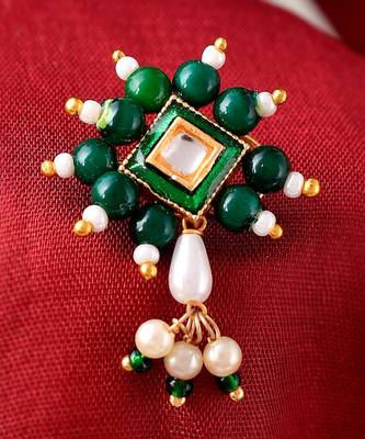 Gold plated Green Beads Nose stud 1